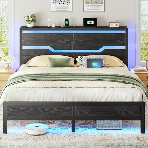 Storage Shelf Headboard Bed