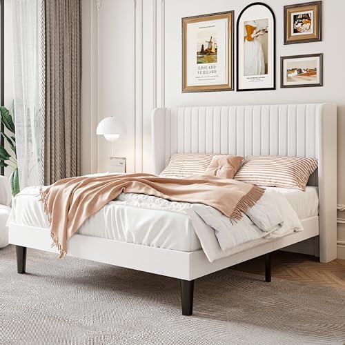 Tufted Wingback Velvet Bed